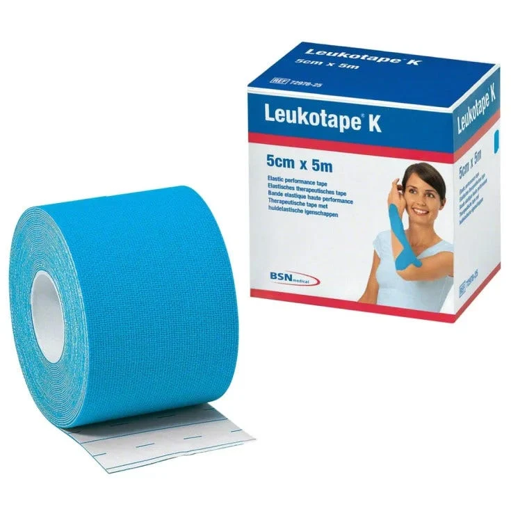 Benda Adesiva Actimove Leukot k Taping Fisioterapico Larghezza 5 cm Lunghezza 5 m Colore Blu in Rotolo
