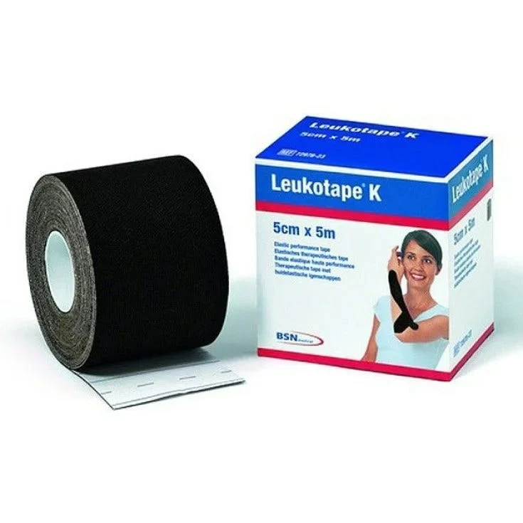 Benda Adesiva Actimove Leukotape k Taping Fisioterapico Larghezza 5 cm Lunghezza 5 m Colore Nero in Rotolo