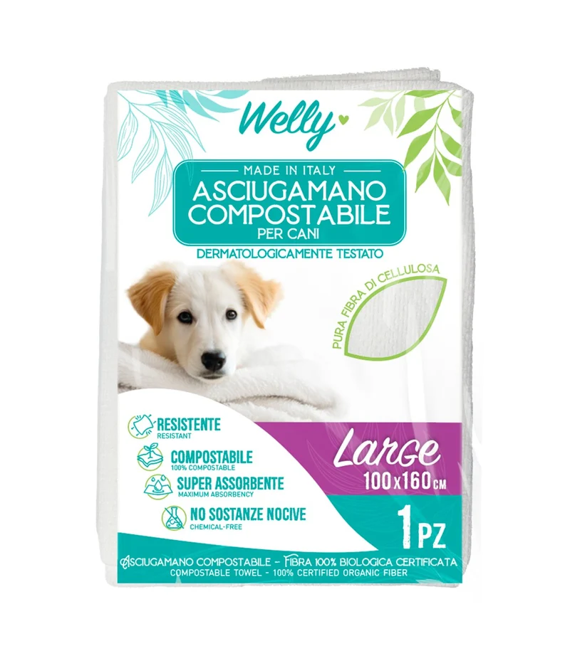 Welly Asciugamano Compostabile Large 100x160 Cm 1 Pezzo
