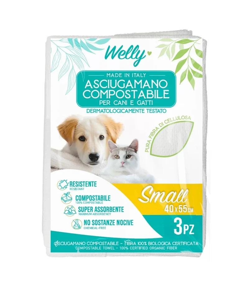 Welly Asciugamano Compostabile Small 40x55 Cm 3 Pezzi