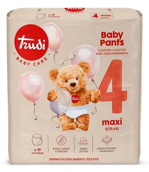 Trudi Baby Pants Pannolini a Mutandina Taglia 4 Maxi 8-15 Kg 19 Pezzi