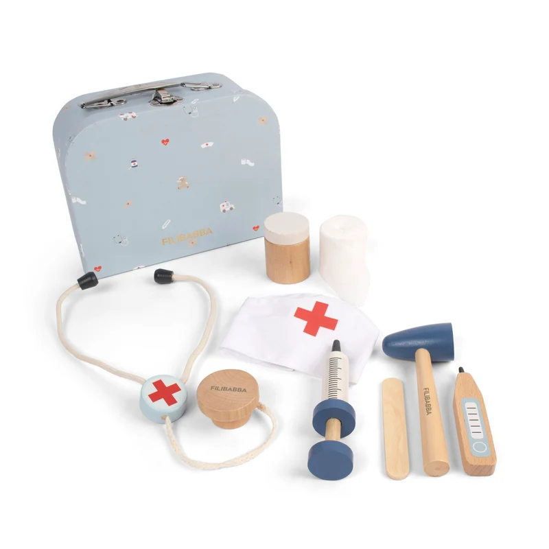 Doctor Set Valigetta Dottore FILIBABBA tanti accessori in legno con scatola