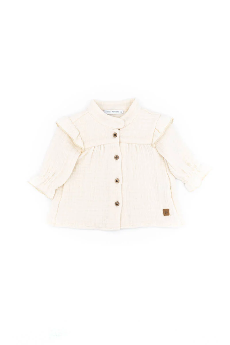 Camicia Volant Bimba, colore panna, 18-24M