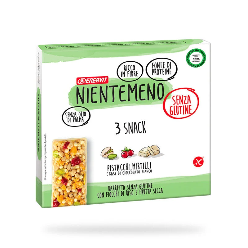 Enervit Nientemeno Barretta Pistacchio Mirtilli e Cioccolato Bianco 3x23g