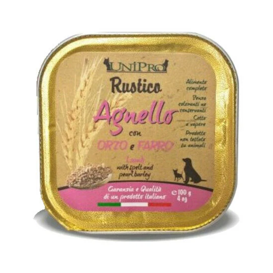 Unipro Rustico Cibo Umido Agnello Orzo E Farro Per Cani Vaschetta 100g