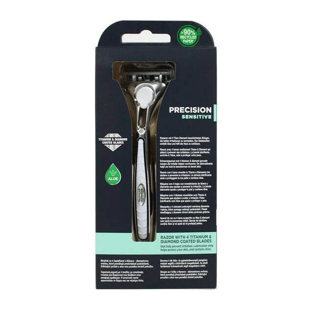 Wilkinson Rasoio Quattro Essential 4 Precision Sensitive 4 Lame Manico + 1 Ricambio