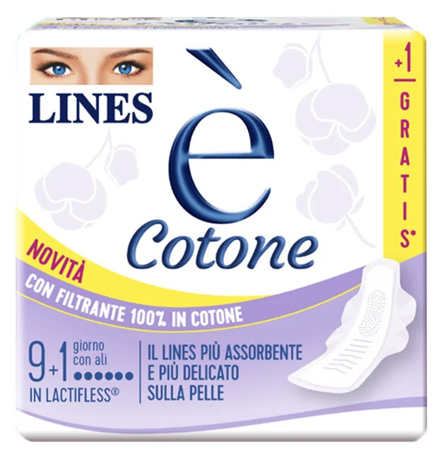 Lines è Cotone 10 Assorbenti Giorno con Ali