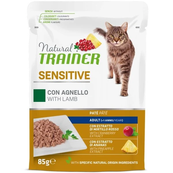 Natural Trainer Gatto Sensitive Adult con Agnello Paté 85g