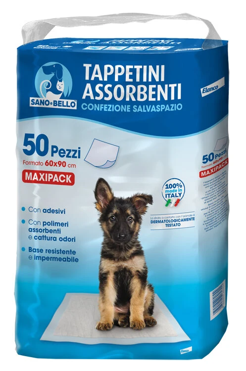 Elanco Sano & Bello Tappetini Assorbenti Per Cani 50 Pezzi 60x90cm