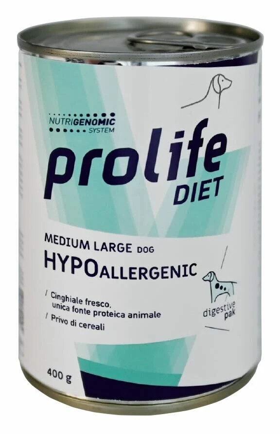 Prolife Dog Diet Wet Hypoallergenic Cibo Umido Per Cani Taglia Media/Grande Lattina 400g
