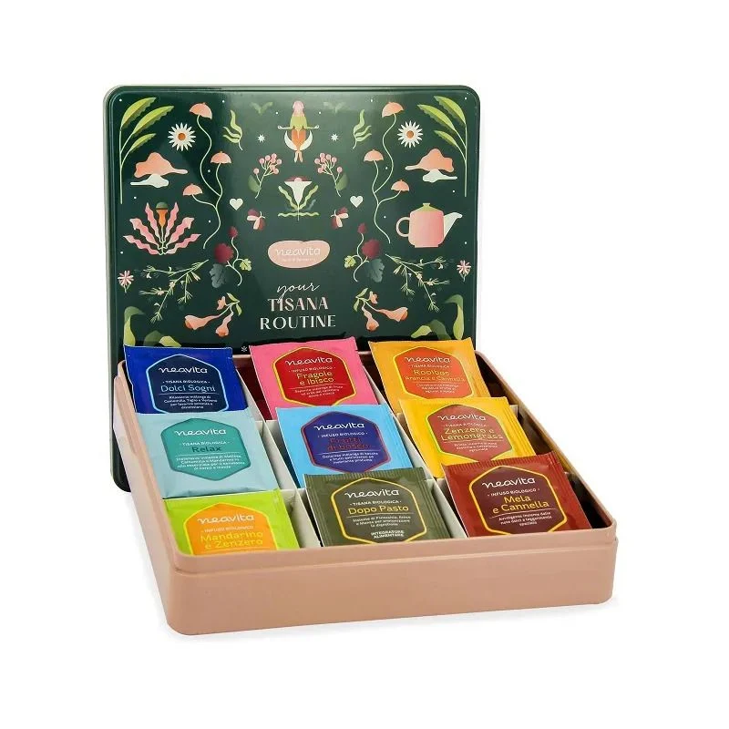 Neavita Cofanetto Tisana Routine In Latta Verde Con 36 Filtri Bio Assortiti