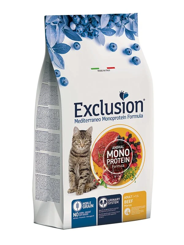 Exclusion Mediterraneo Monoprotein Noble Grain Adult Beef Crocchette Per Gatti 12kg