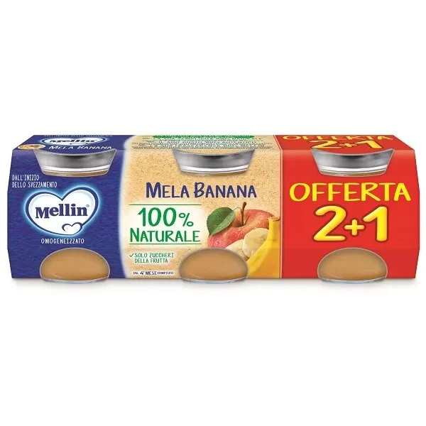 Mellin Omogeneizzato Mela/Banana 3x100g 4Mesi+