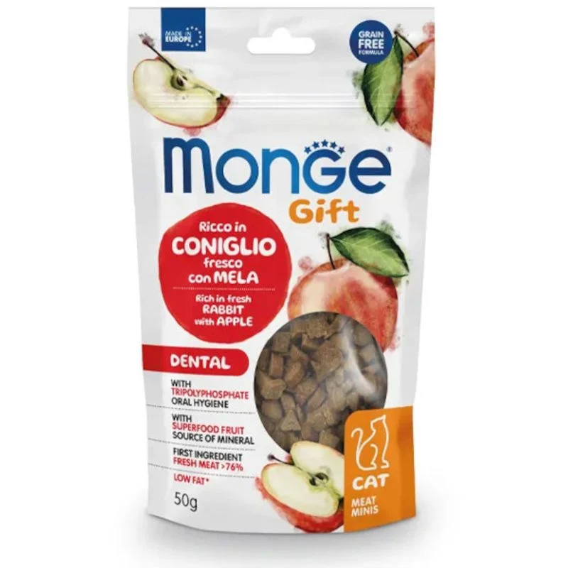 Monge Meat Minis Snack Per Gatti Coniglio Fresco Con Mela 50g