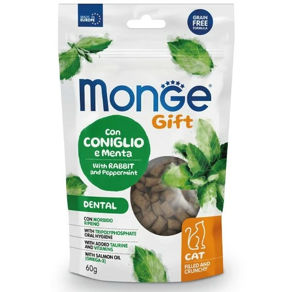Monge Gift Dental Coniglio e Menta snack per gatti adulti 60g