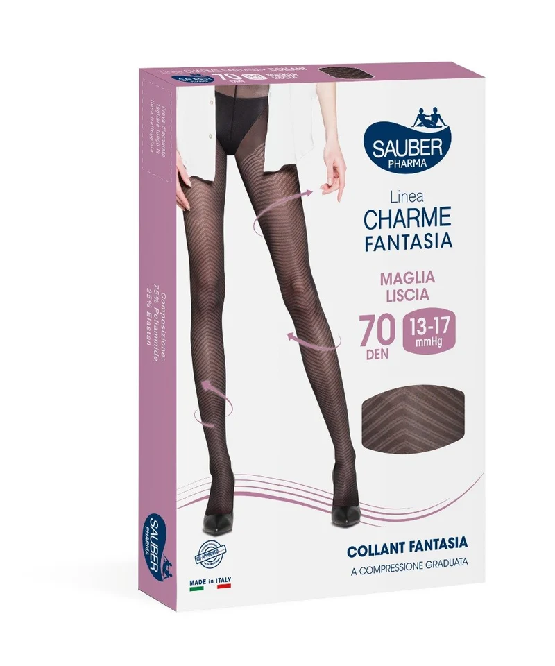 Sauber Linea Charme Fantasia Collant 70 Den Spigata Chic Nero Taglia 3