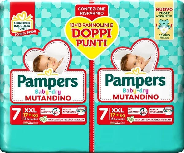 Pampers Baby Dry Pannolino Mutandina Duo Downcount XXL 26 Pezzi