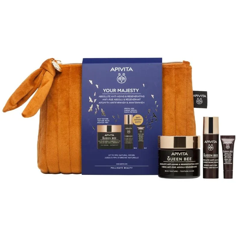 Apivita Cofanetto Queen Bee Crema Anti-età Assoluta Texture Ricca+Siero Anti-età Assoluto 10ml+Conto