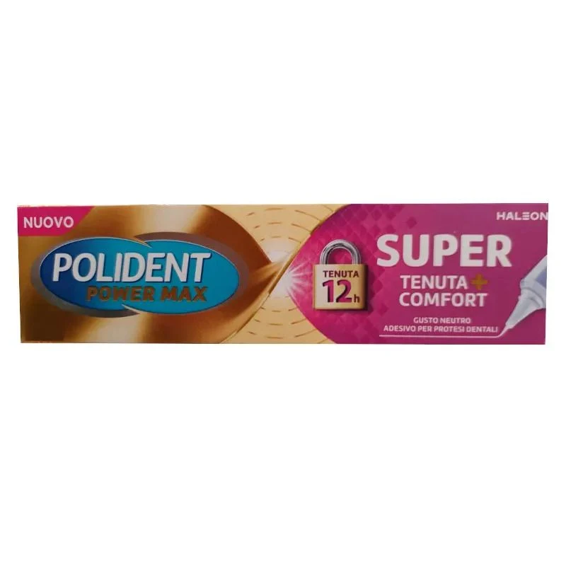 Polident Super Tenuta + Comfort Adesivo Per Protesi Dentale Tenuta Giornaliera Gusto Neutro 40g