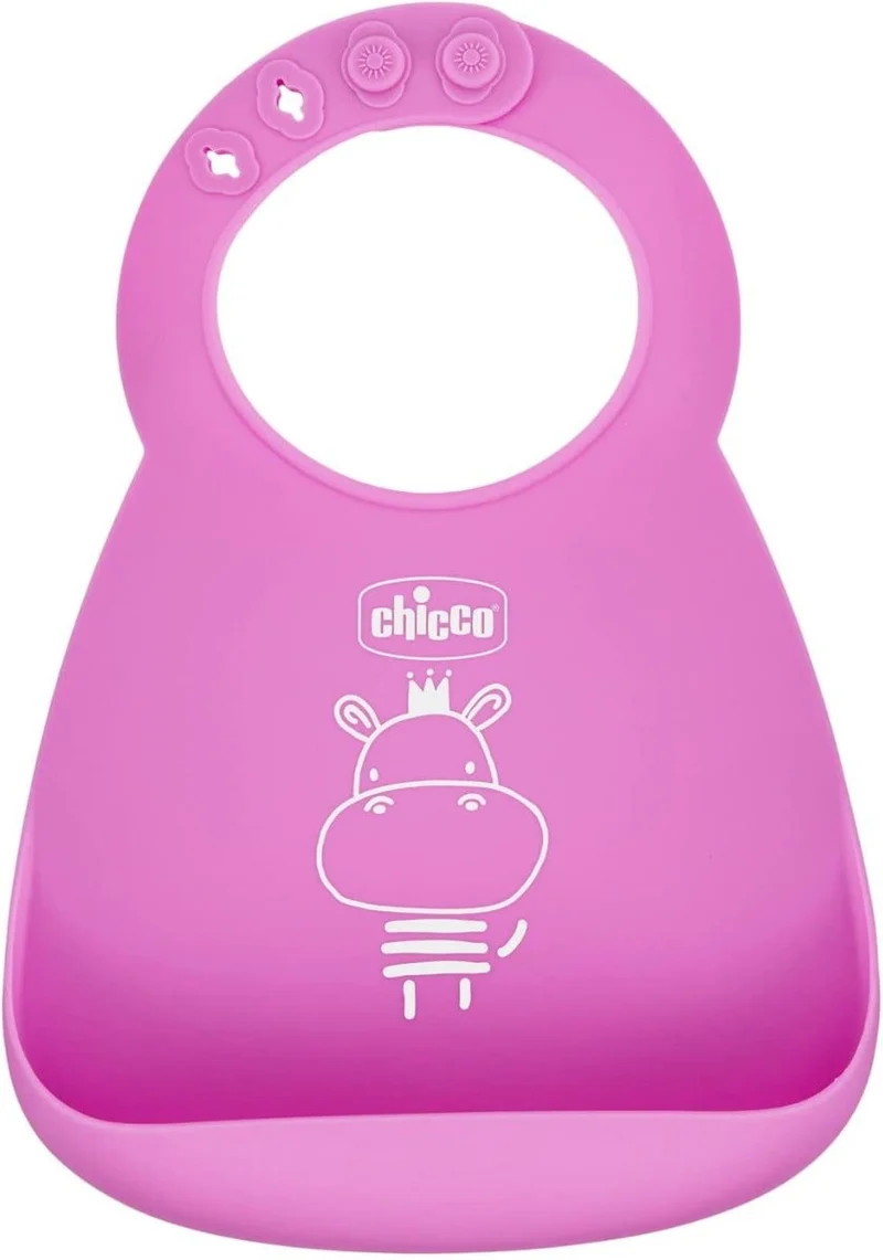 Chicco Bavaglino Silicone Easy Roll Colore Rosa 6Mesi+