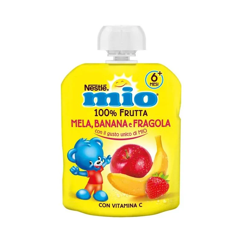 Nestlè Mio Merenda 100% Frutta Mela Banana E Fragola Da Spremere Pouch 90ml
