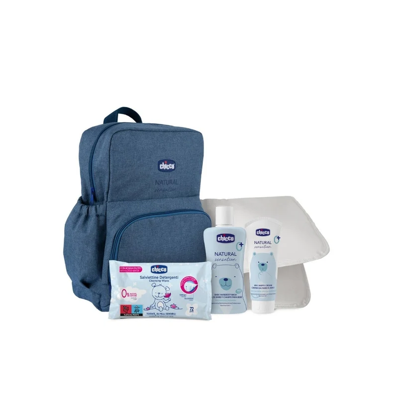 Chicco Natural Sensation Zaino Detergente Corpo&Capelli + Crema Lenitiva + Salviette