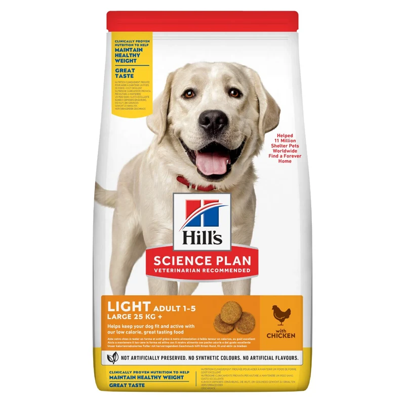 Hill's Science Plan Light Adult Crocchette Con Pollo Per Cani Taglia Large Sacco 14 Kg