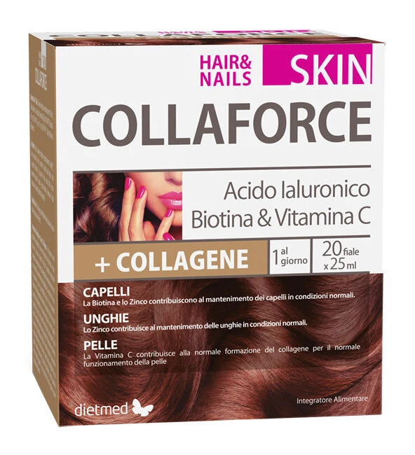 Collaforce Skin Hair & Nails Acido Ialuronico Biotina e Vitamina C 20 Fiale