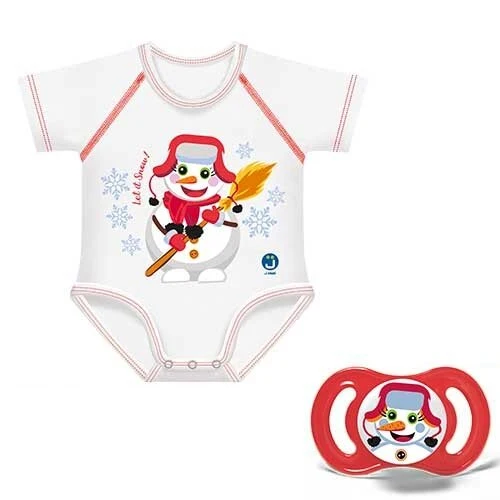 j Bimbi Baby Twin Set Pupazzo Di Neve Succhietto + Body Neonato Coordinati