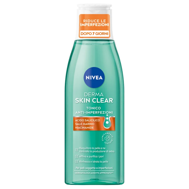 Nivea Derma Skin Clear Tonico Anti-imperfezioni Tonico Viso Per la Cura della Pelle Grassa 200ml