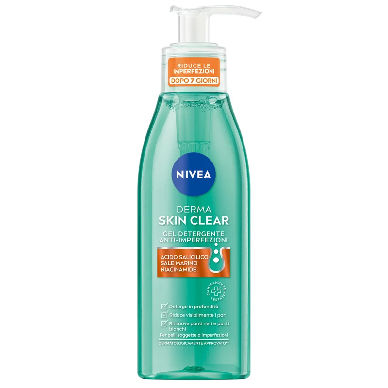 Nivea Derma Skin Clear Gel Detergente Viso Anti-imperfezioni Per La Cura Della Pelle Grassa 150ml