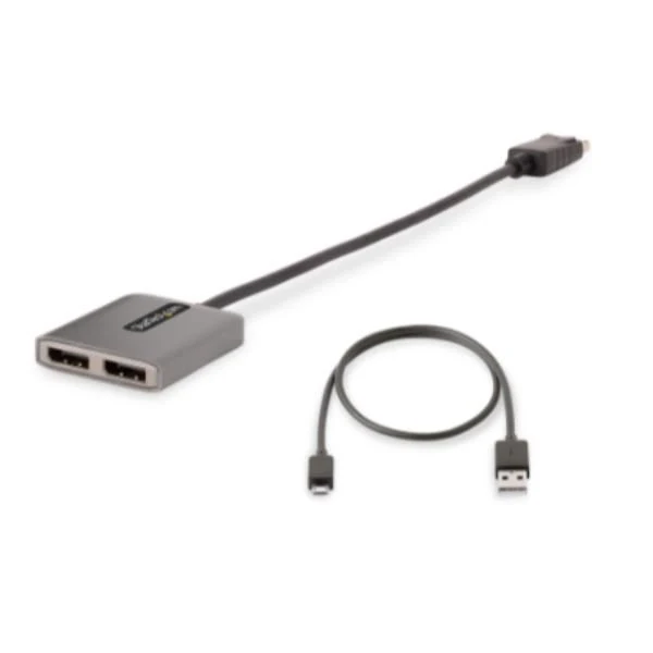 Startech.com hub mst displayport a 2 porte - adattatore multi-monitor dp 1.4 a 2x dp 5k 60hz - sdoppiatore\splitter video displayport per doppio monitor - cavo integrato lungo - solo windows - MST14DP122DP