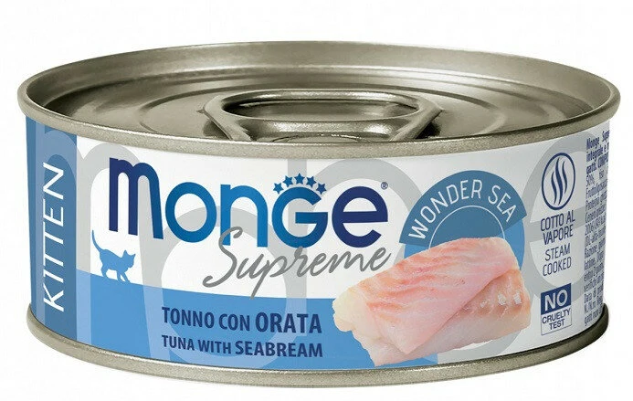 Monge Supreme Cibo Umido Tonno Con Orata Per Gattini Scatoletta 80g