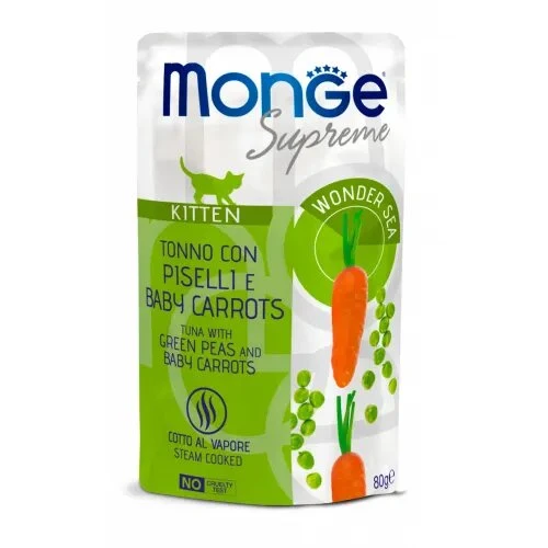Monge Supreme Pezzetti Di Tonno Con Piselli E Baby Carrots Per Gattini Busta 80g