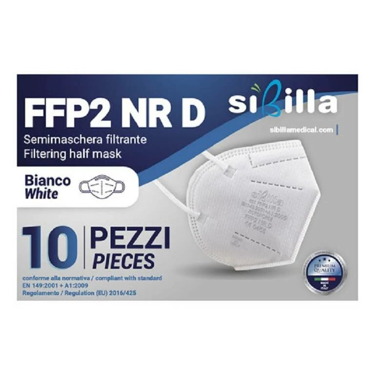 Sibilla Semimaschera FFP2 Modello 601 Bianco 10 Pezzi