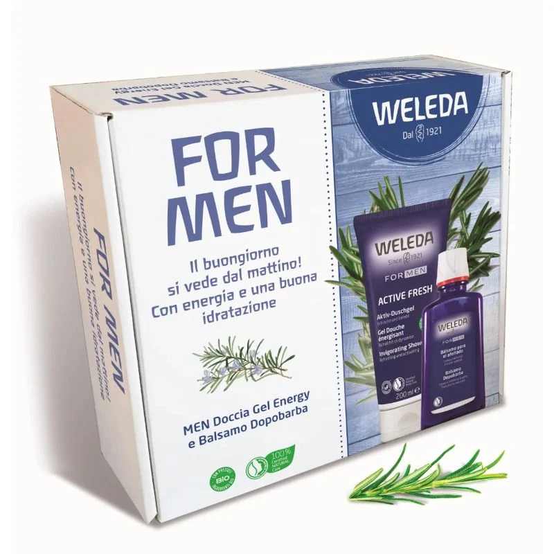 Weleda Box for Men cofanetto uomo doccia gel energy 200ml + balsamo dopobarba 100ml