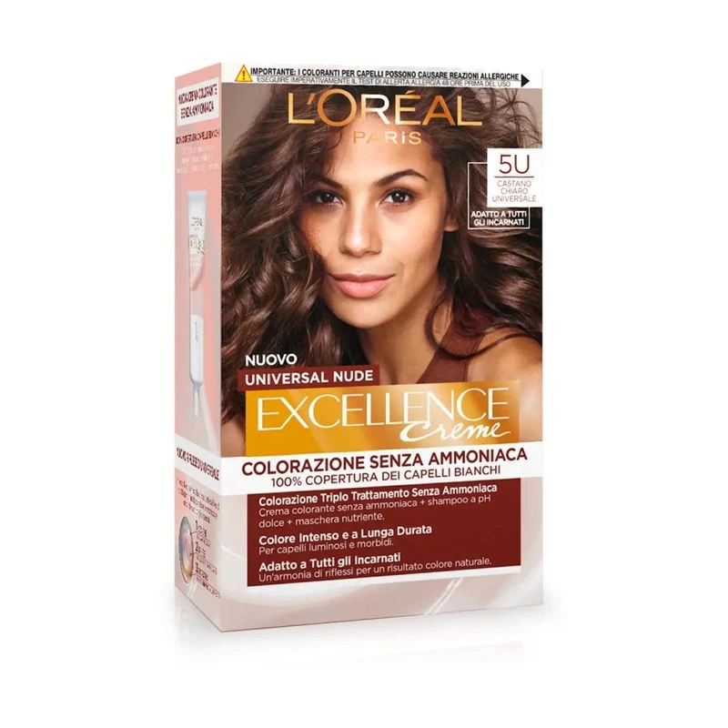 L'Oréal Paris Kit Excellence Universal Nude colorazione permanente 5U Castano Chiaro Universale
