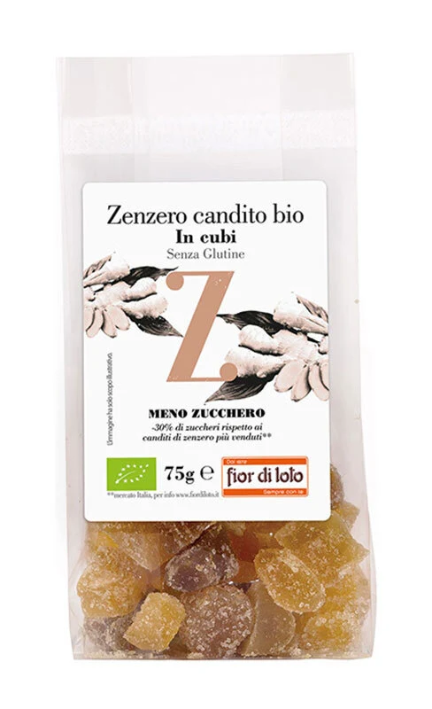 Fiori Di Loto Zenzero Candito Cubi A Ridotto Contenuto Di Zuccheri 75g