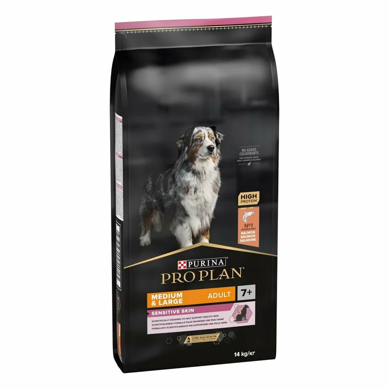 Purina Pro Plan Medium & Large Adult 7+ Sensitive Skin Cibo Secco Con Salmone Cani Adulti Taglia Med