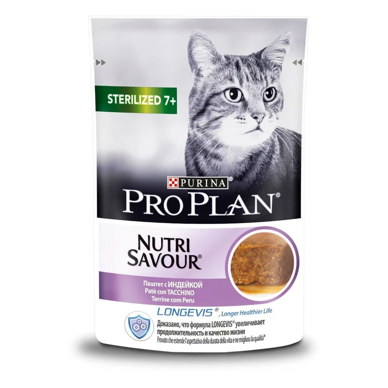 Purina Pro Plan Nutri Savour Sterilized Senior 7+ Gatto Pezzetti Tacchino In Mousse Bustina 85g