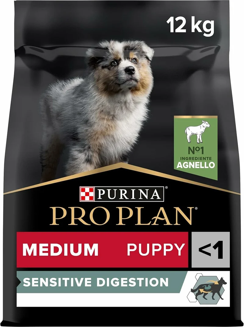 Purina Pro Plan Sensitive Digestion Medium Puppy Con Agnello Crocchette Per Cani Sacco da 12kg