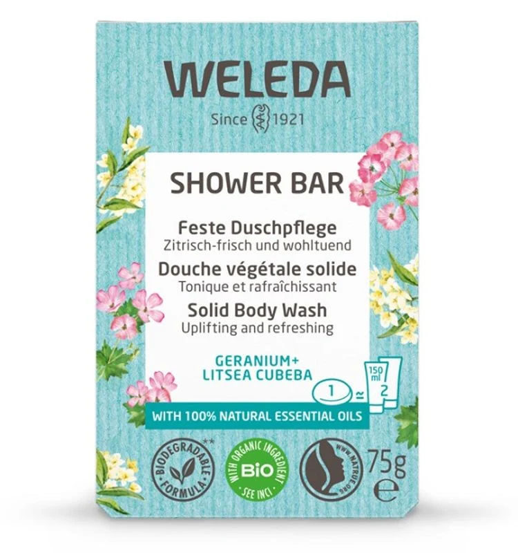 Weleda Shower Bar Geranio + Litsea Cubeba bagnodoccia solido 75g