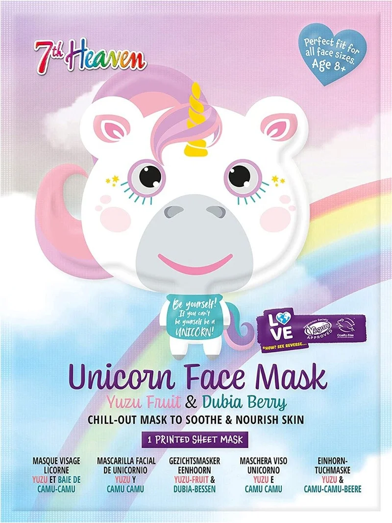 7th Heaven Maschera Viso Tessuto Stampa Unicorno Adulti/Bambini 8 Anni+
