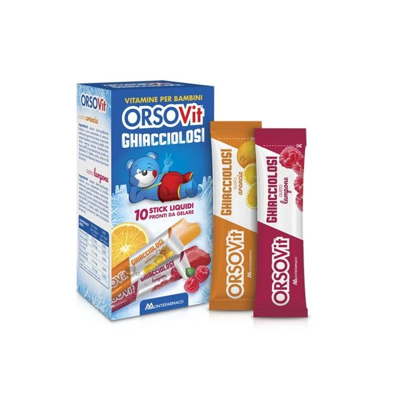 Orsovit Ghiacciolosi 10 stick liquidi gusto arancia e lampone