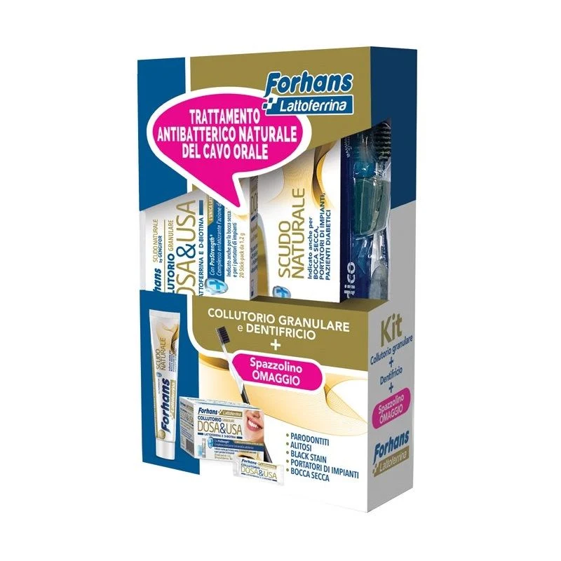 Forhans Lattoferrina Kit dentifricio + collutorio + spazzolino