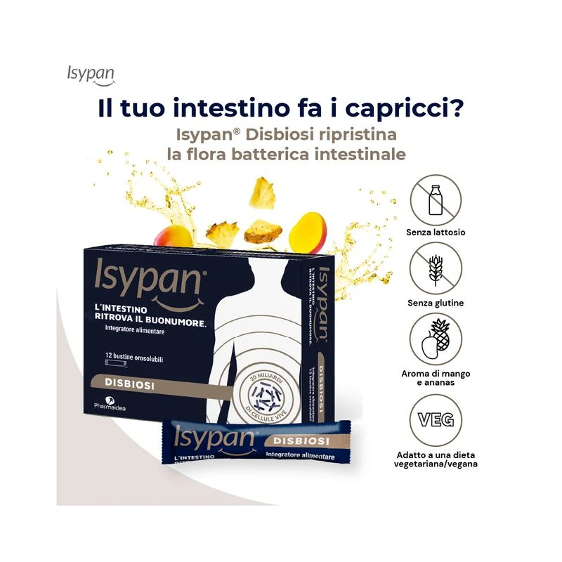 Isypan Disbiosi per il benessere intestinale 12 bustine orosolubili