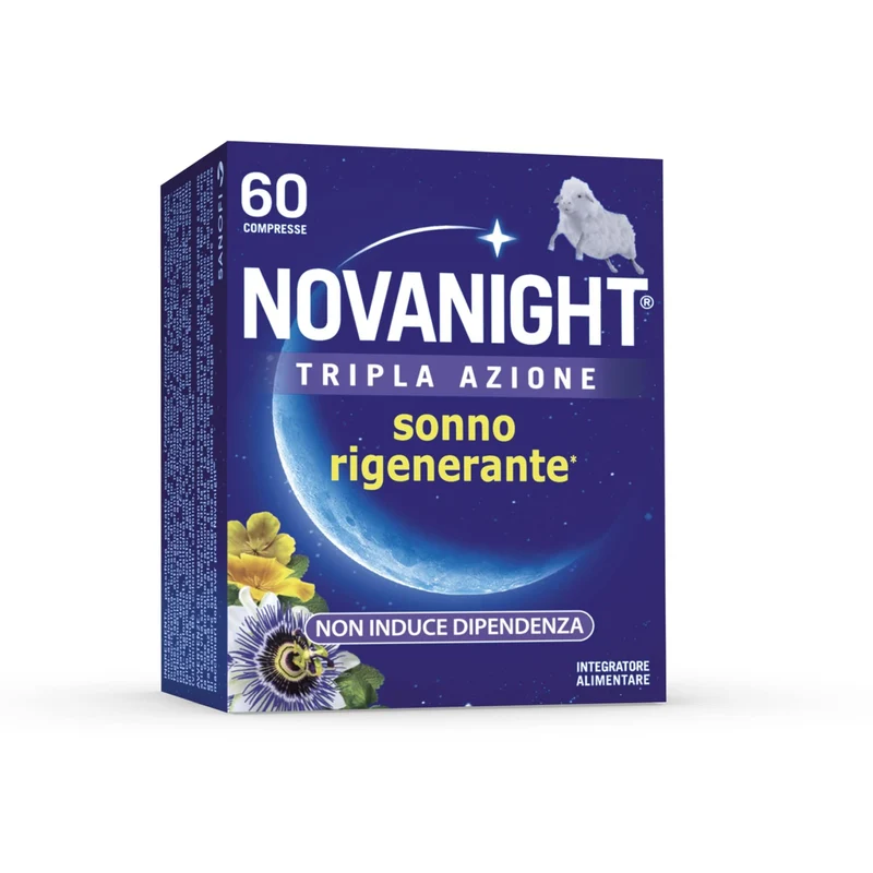 Novanight Tripla Azione con Melissa e Melatonina per Dormire Senza Glutine 60 Compresse