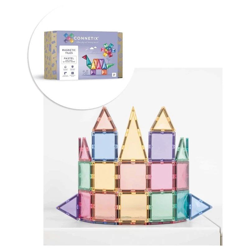 Connetix - Tiles Pastello 32 Pezzi - Mini Pack Mattonelle Magnetiche (Set Base)
