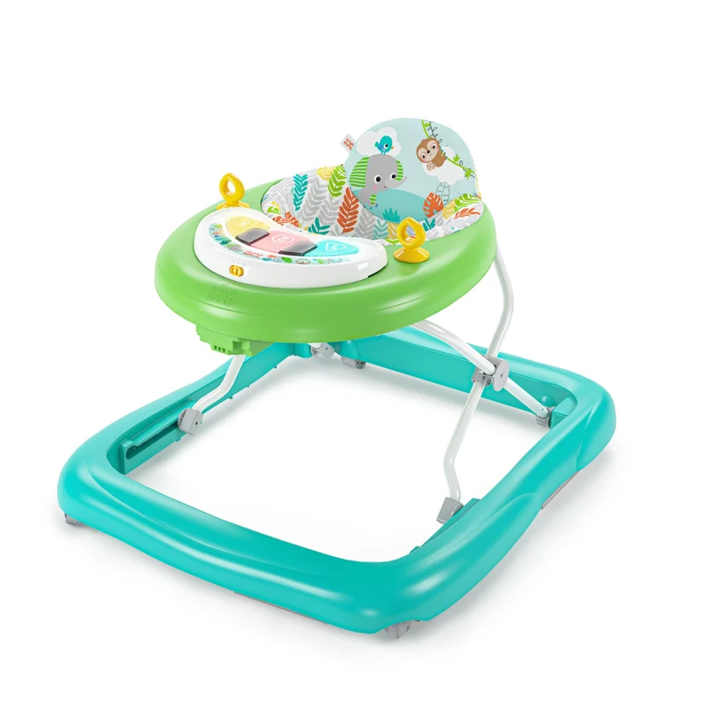 Bright Starts, Girello Pieghevole per Bambini, Primi Passi, Giggling Safari, Divertente e Colorato Abaco, Regolabile in Altezza, Sedile Rimovibile, Lavabile in Lavatrice, a Partire da 6 Mesi+