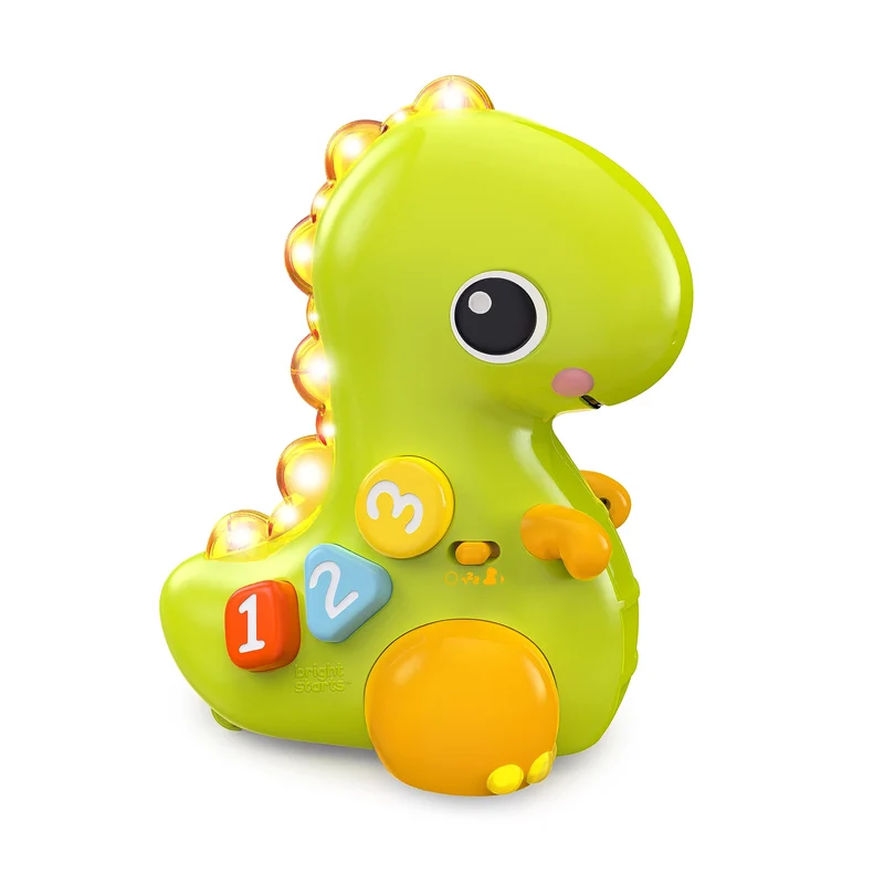 Bright Starts Go, Go, Dino Gattona e Conta, Giocattolo per Neonati - rotola, Si Illumina, Suona la Musica e Altro Ancora, dai 6 Mesi in su.